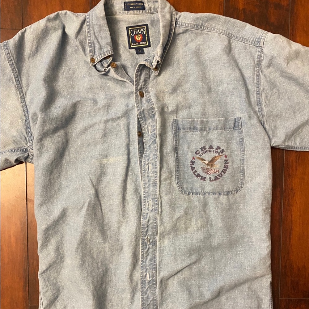 Sz Medium Chaps by Ralph Lauren Denim Button Down